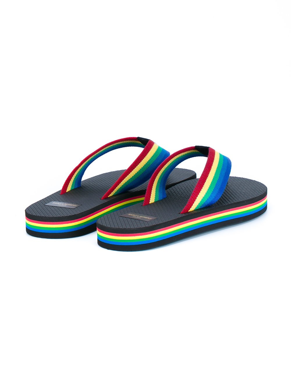 black rainbow flip flops womens