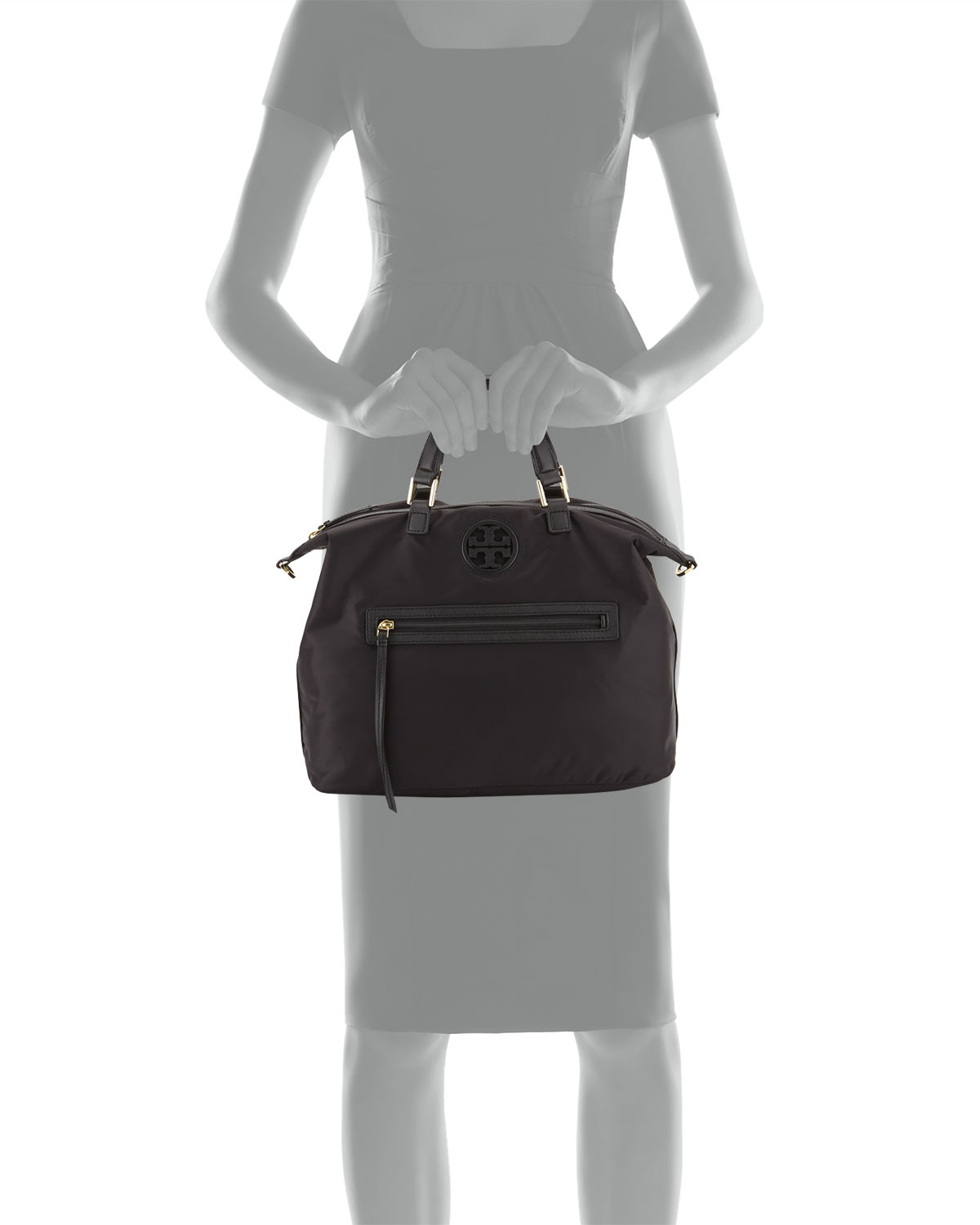 Tory burch Nylon Slouchy Satchel Bag in Black Lyst