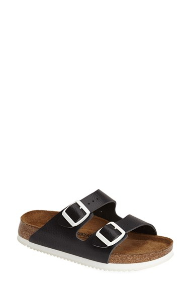 Birkenstock 'Arizona' Leather Double Band Footbed Sandal in Black ...