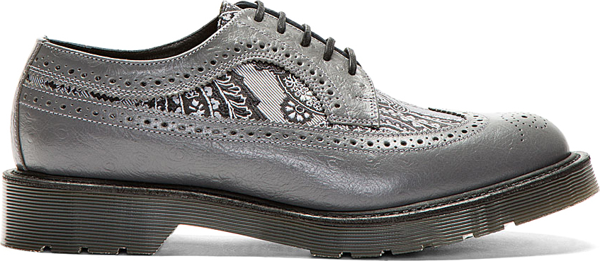 Dr. Martens Grey Leather Paisley Longwing Brogues in Gray for Men | Lyst