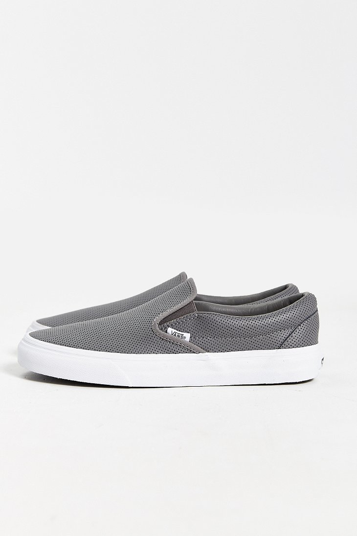 Vans Leather Slip-on Men's Sneaker in Grey (Gray) for Men - Lyst