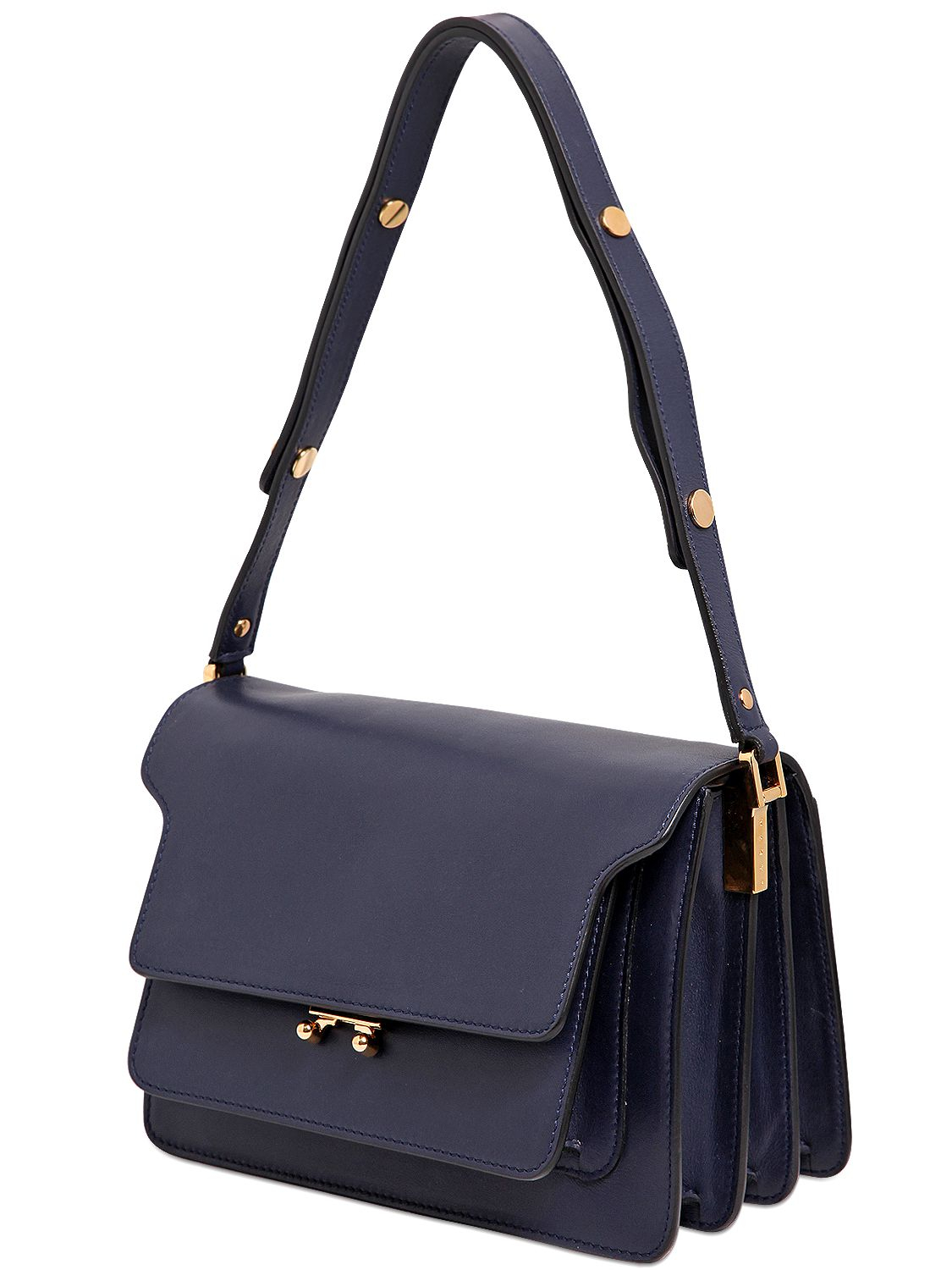 Marni Medium Trunk Smooth Leather Shoulder Bag in Blue | Lyst