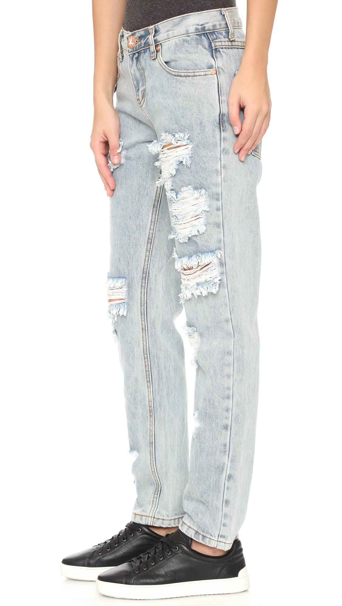 One Teaspoon Denim Awesome Baggies Distressed Jeans in Blue - Lyst