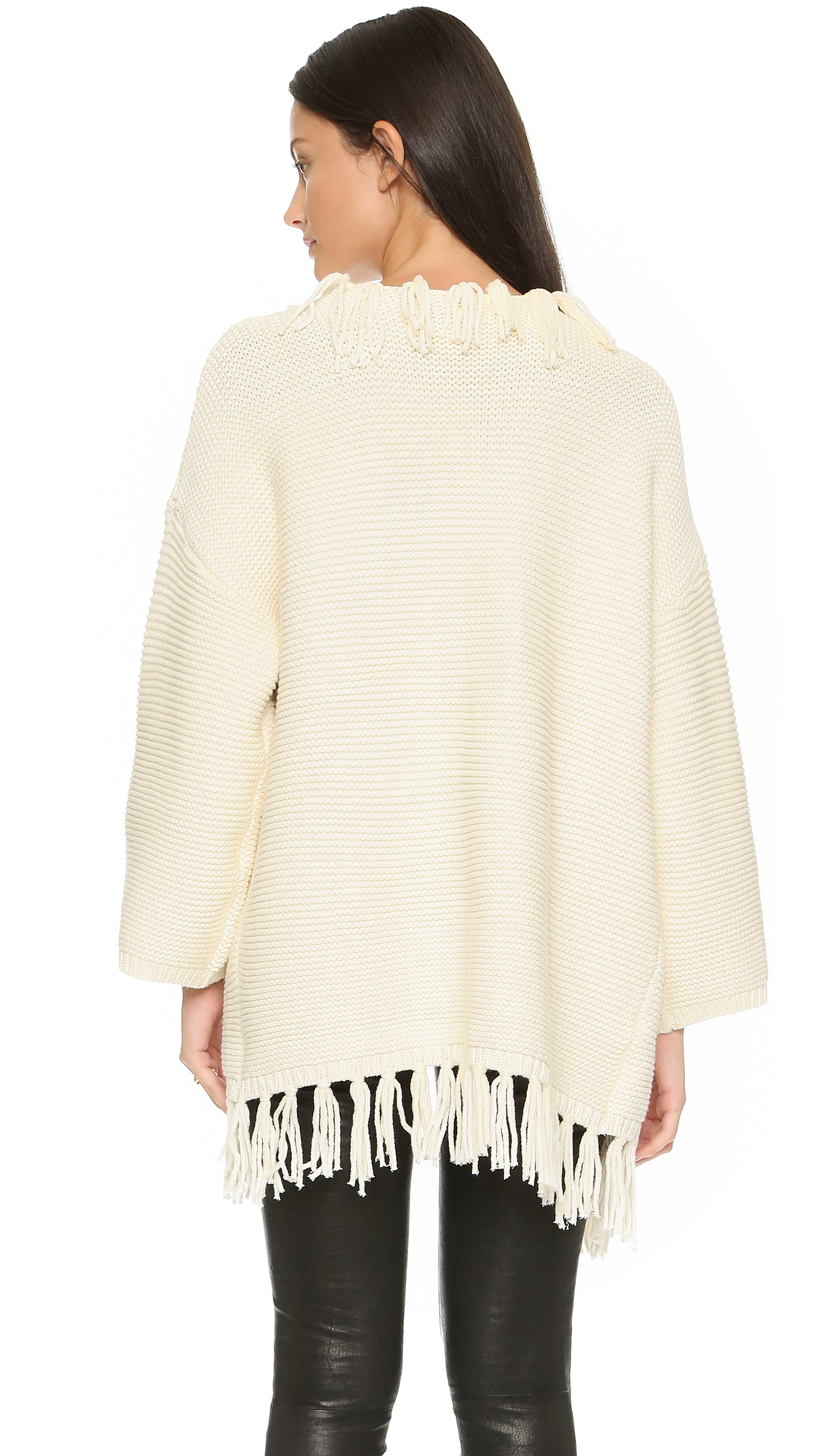cream fringe cardigan