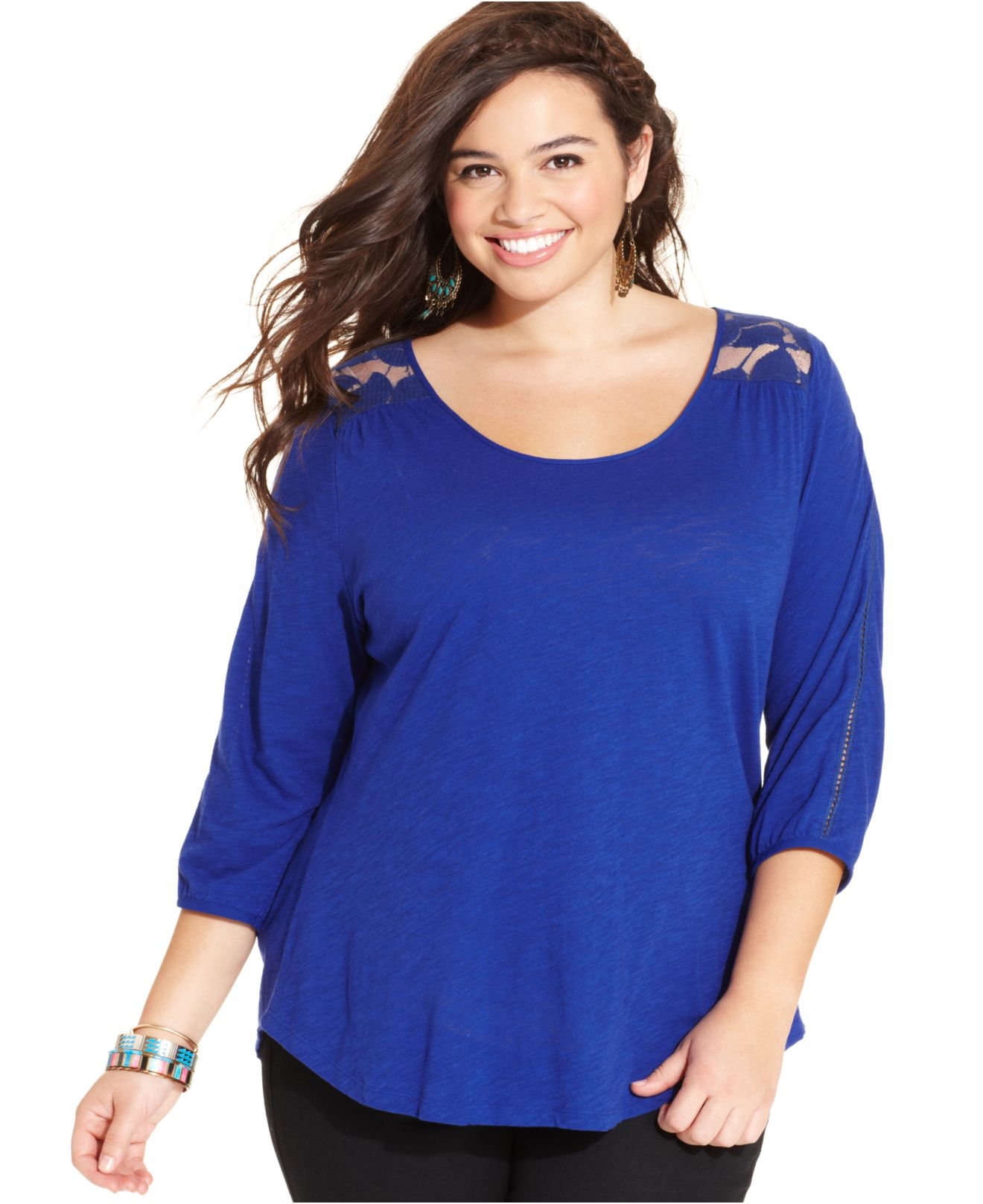Lyst - Lucky Brand Lucky Brand Plus Size Lace-Back Top in Blue
