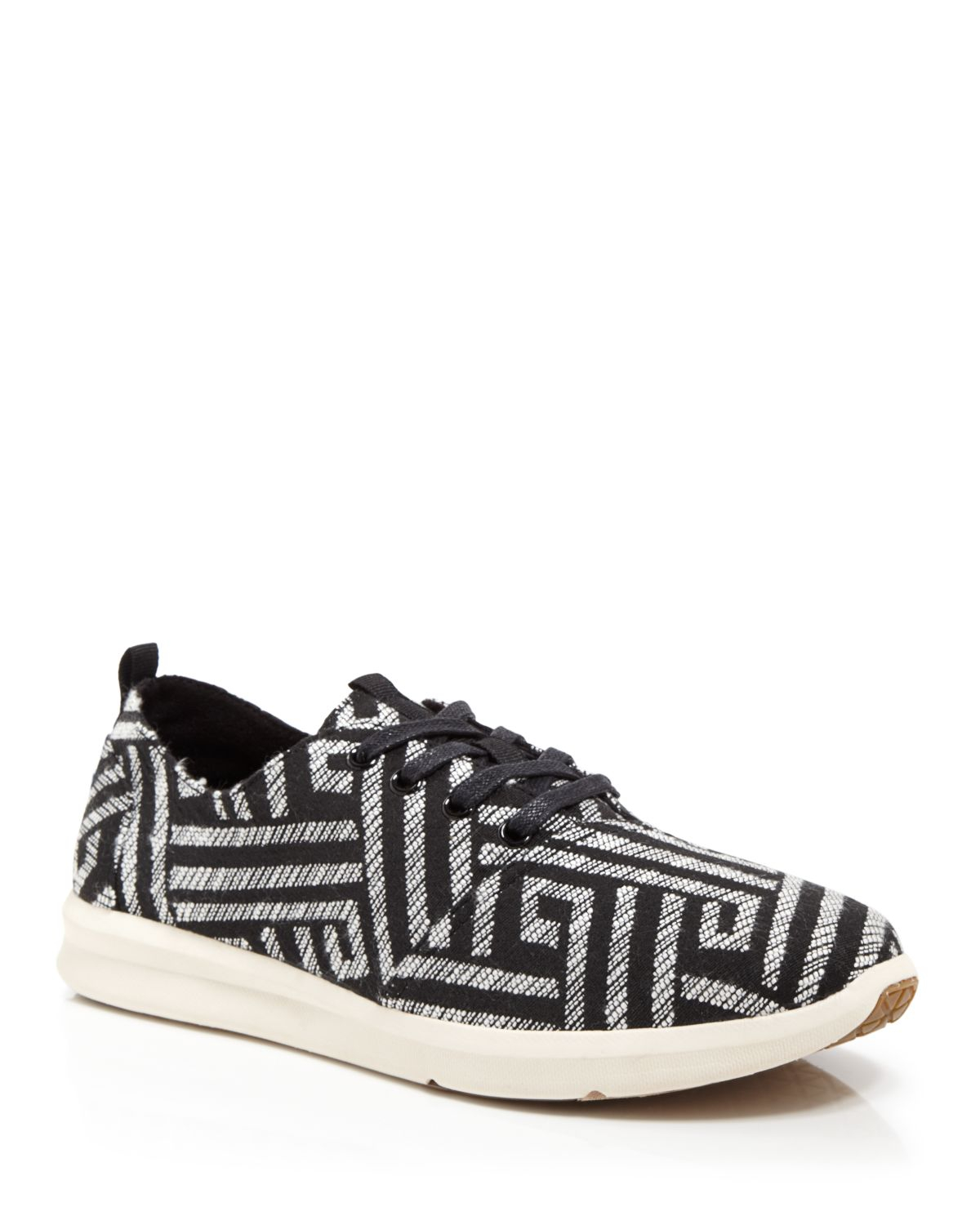 black and white tennis shoes on Toms Viaje Woven Lace Up Sneakers In Black White Black For Men Lyst