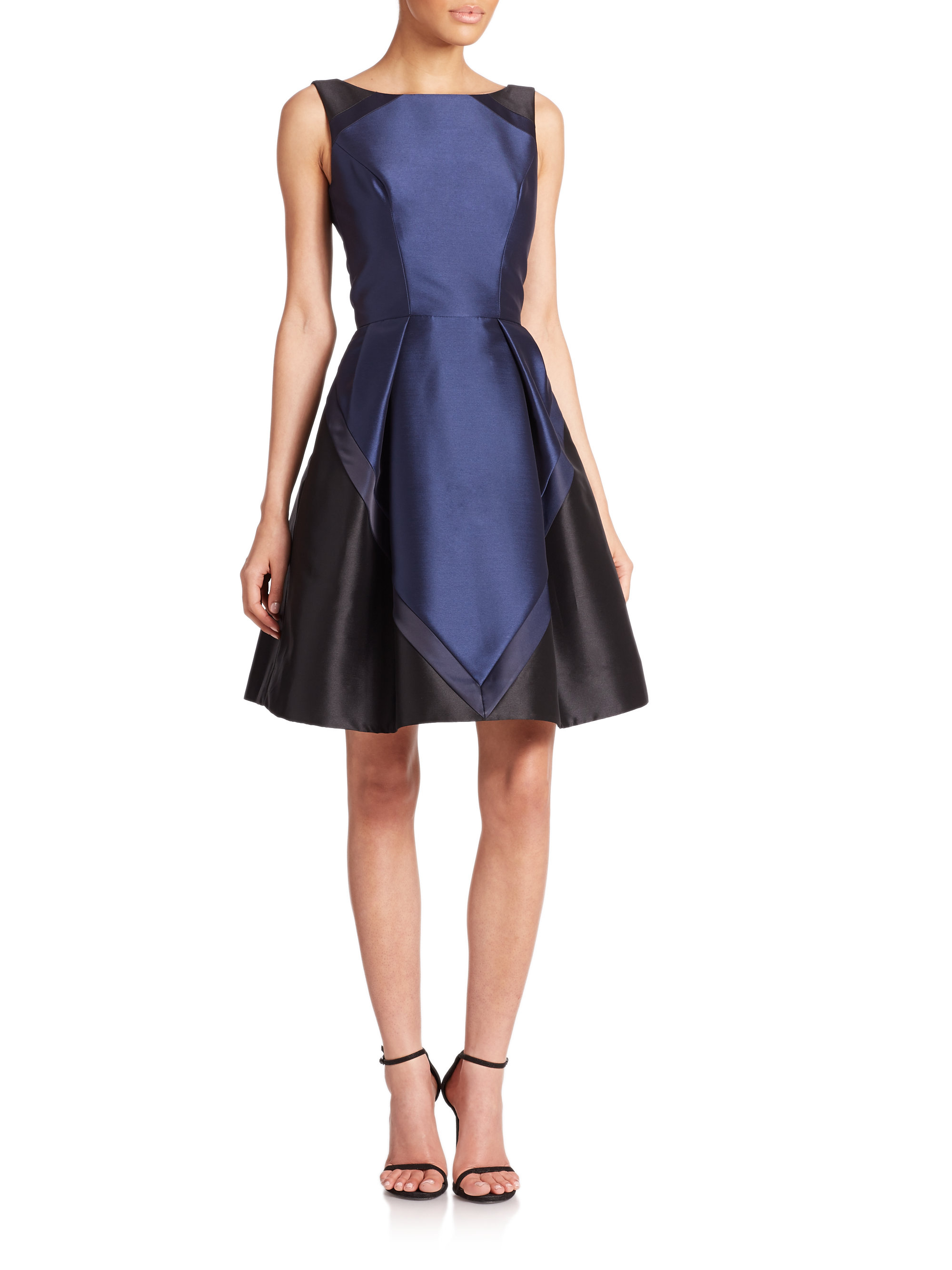 Theia Colorblock Cocktail Dress in Blue | Lyst