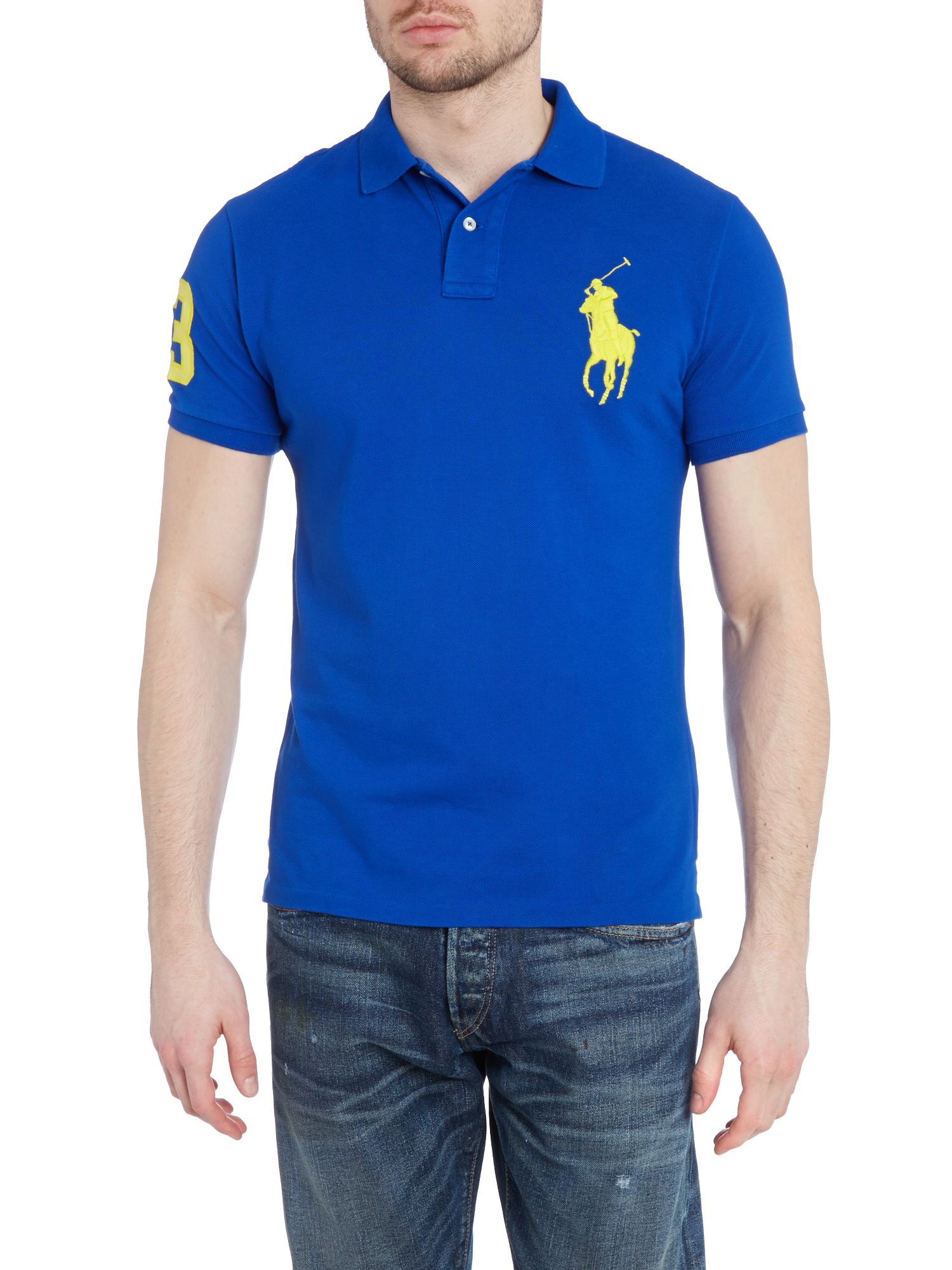 Polo ralph lauren Big Pony 3 Sleeve Slim Fit Polo Shirt in Blue for Men ...