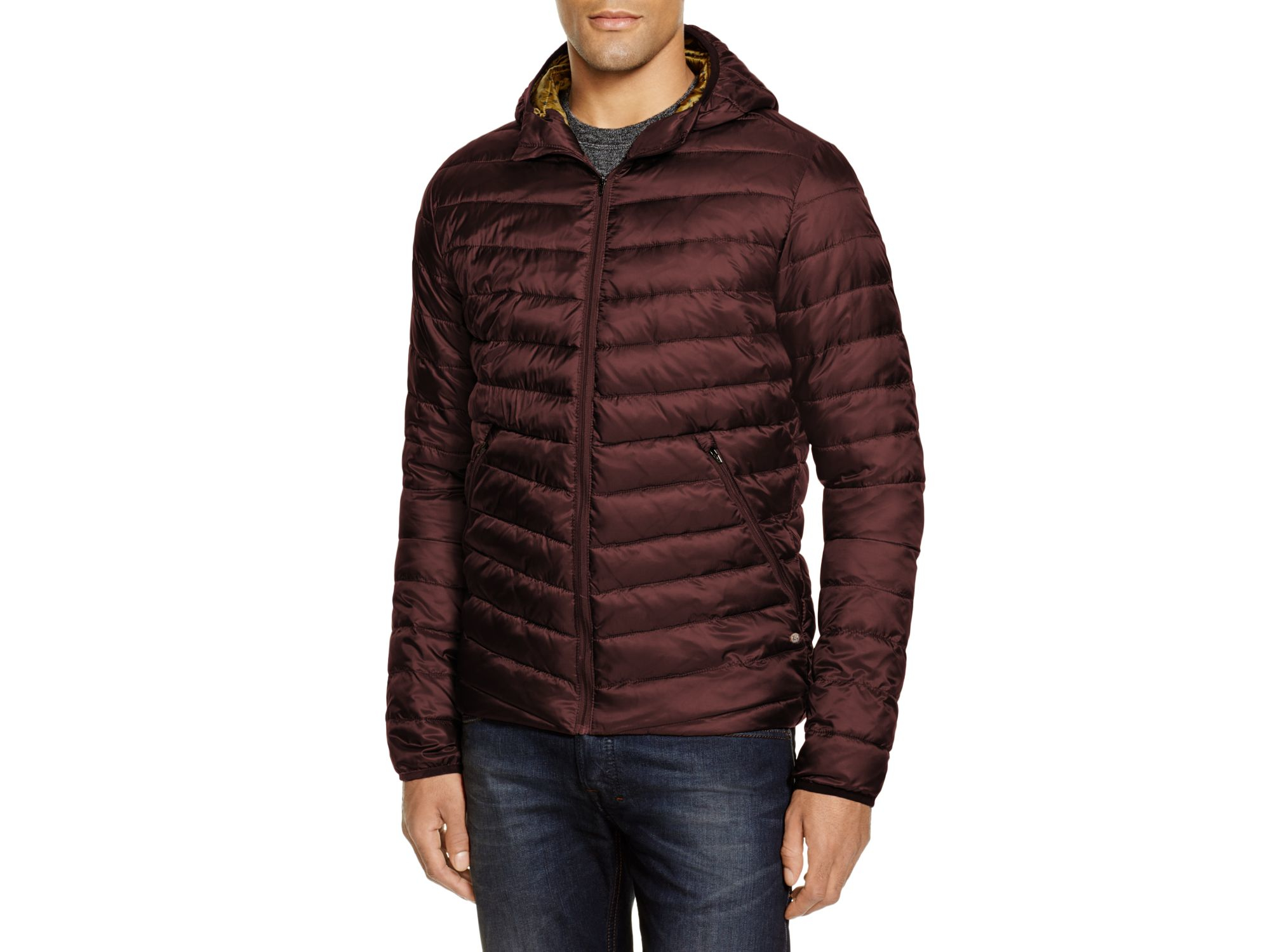 Scotch & Soda Synthetic Hooded Nylon Quilted Puffer Jacket in Burgundy  (Purple) for Men - Lyst