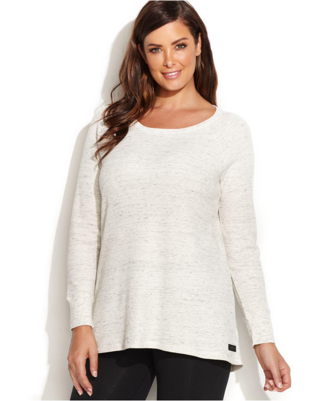 Calvin klein Performance Plus Size Long-sleeve High-low Top in White | Lyst