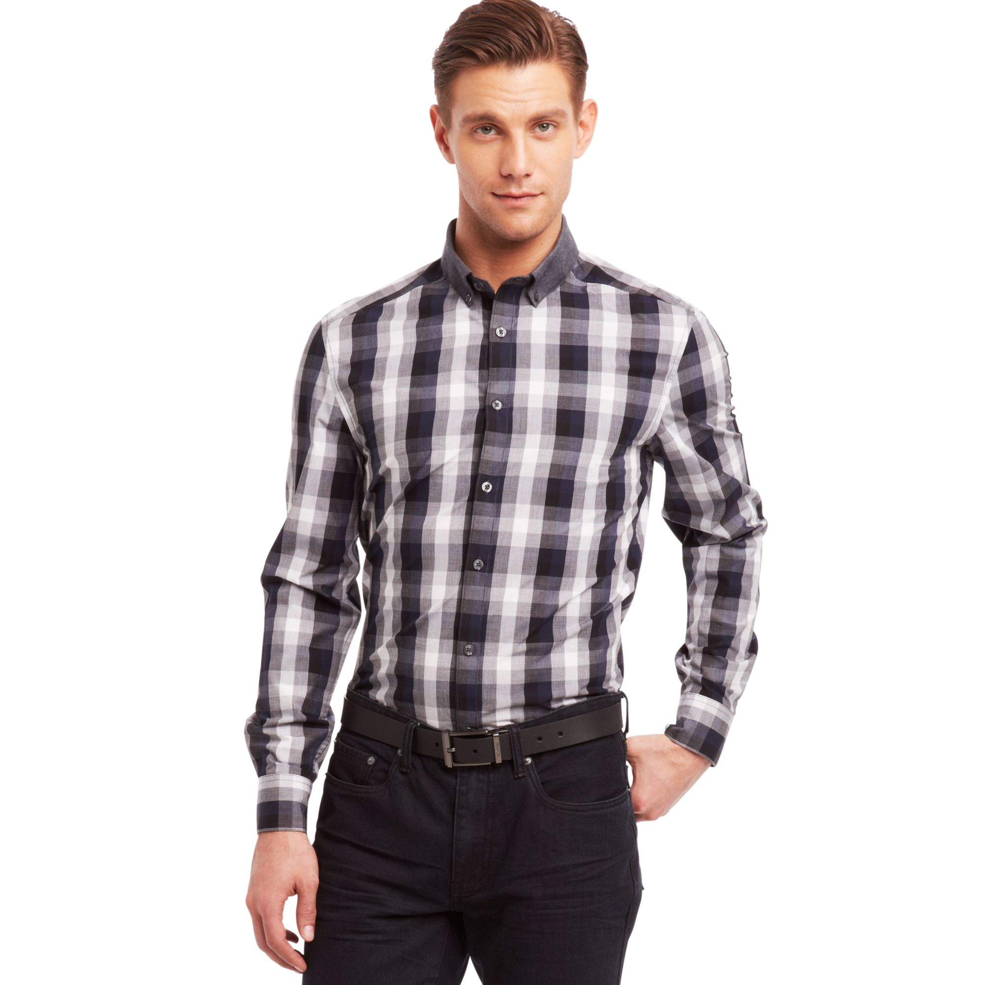 Kenneth Cole Reaction Buffalo Check Slimfit Shirt for Men - Lyst