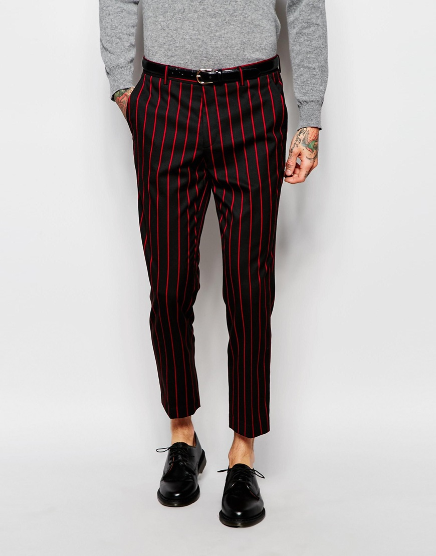ASOS Slim Cropped Suit Trousers In Pinstripe for Men | Lyst