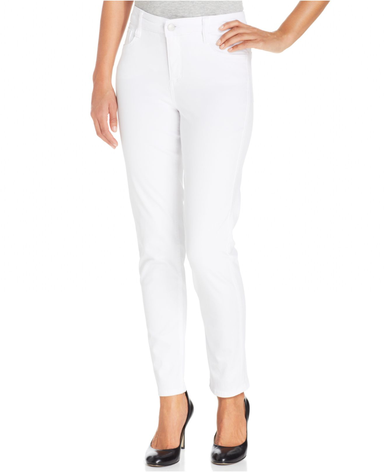 Jones New York Signature Skinny Jeans in White | Lyst