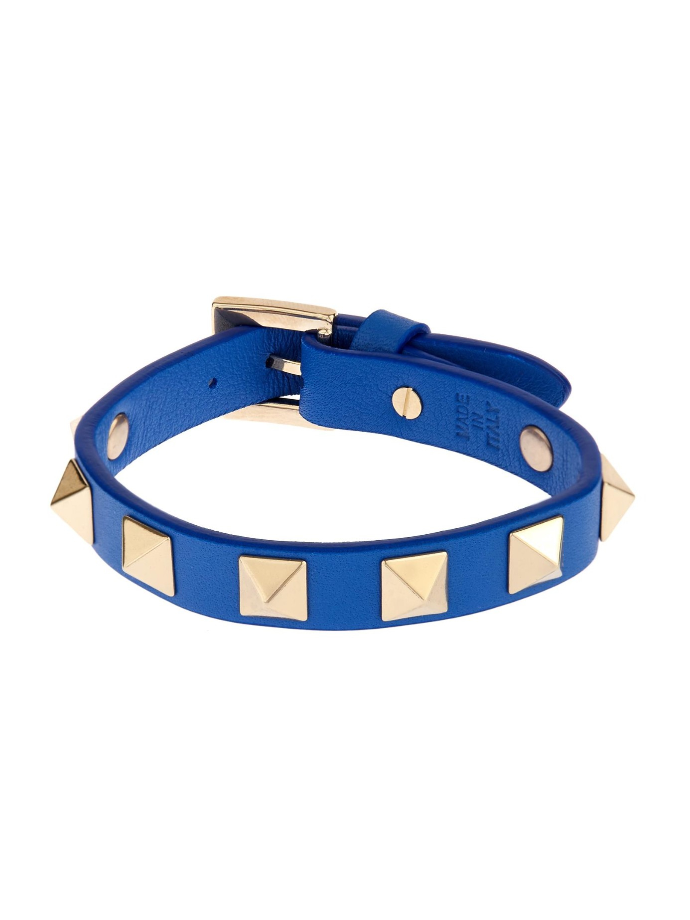 Valentino Rockstud Leather Bracelet in Blue - Lyst