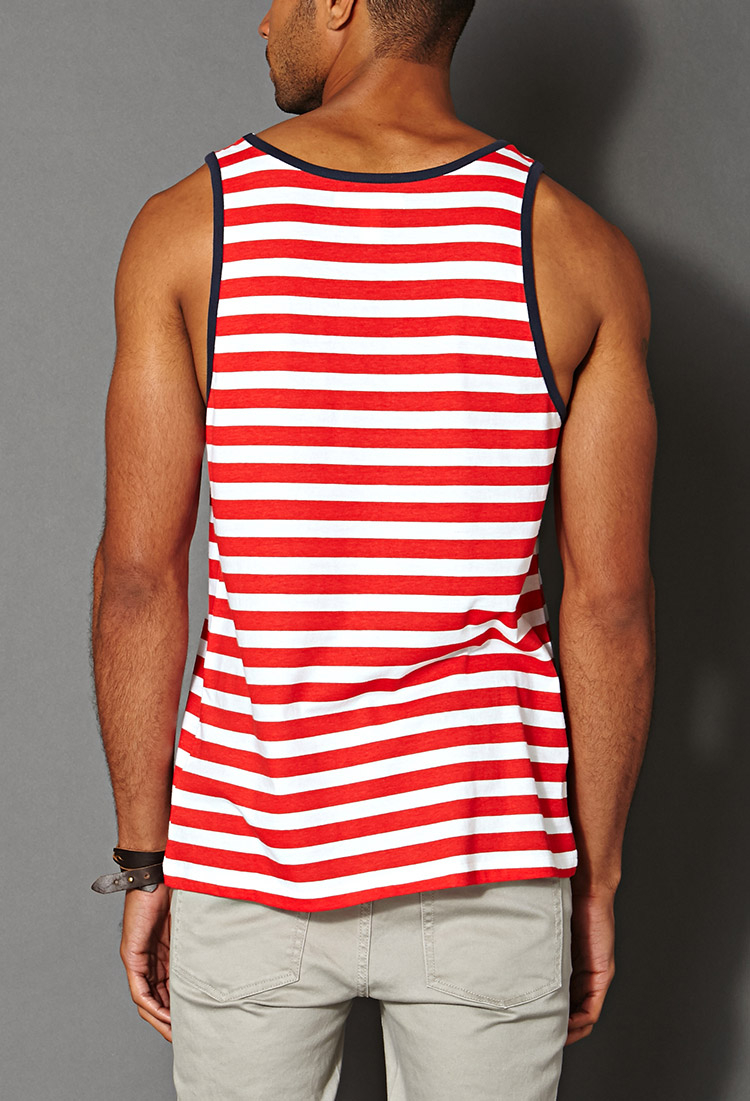 red and white striped tank top mens
