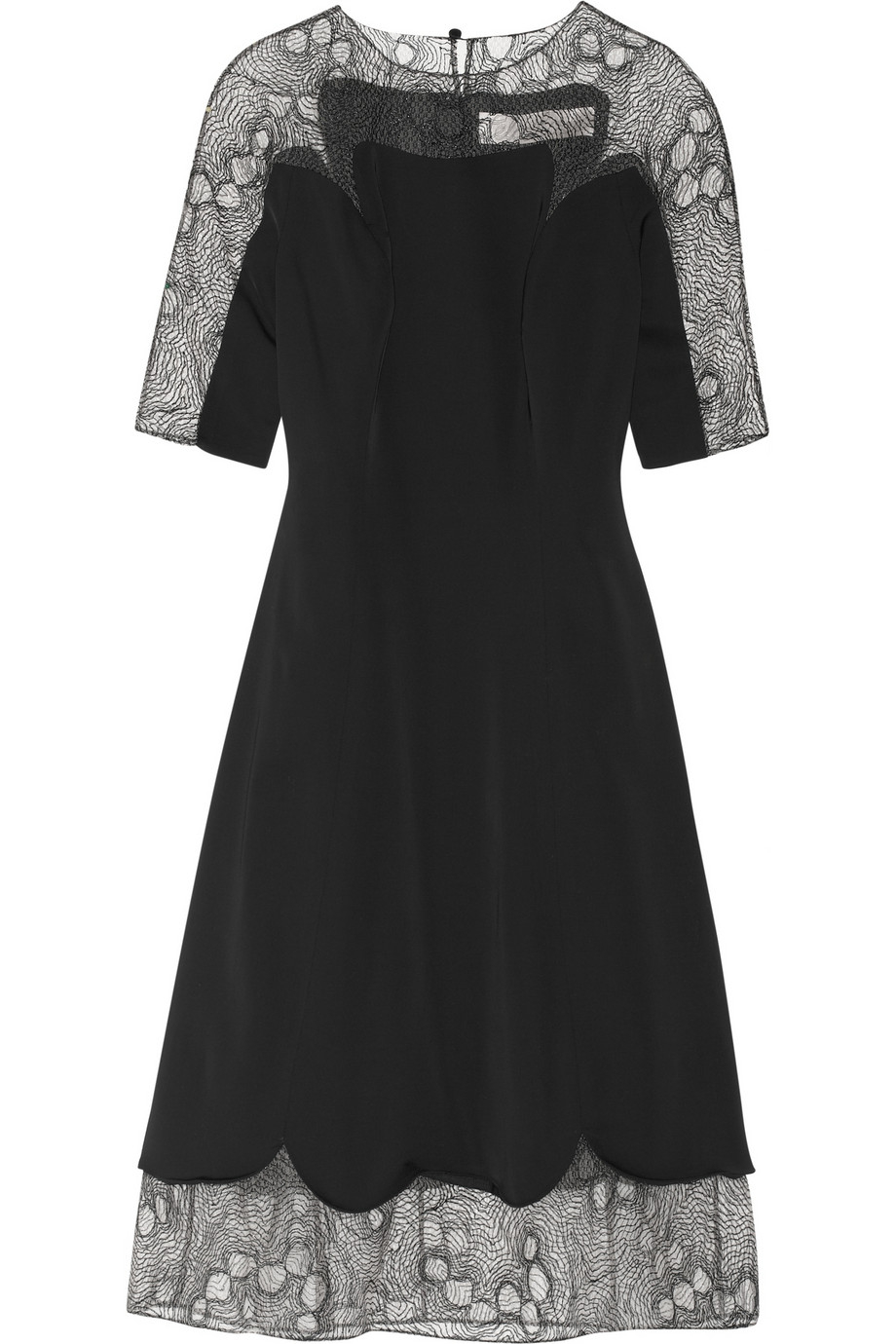 Lela rose Lace-Trimmed Stretch-Sateen Dress in Black | Lyst