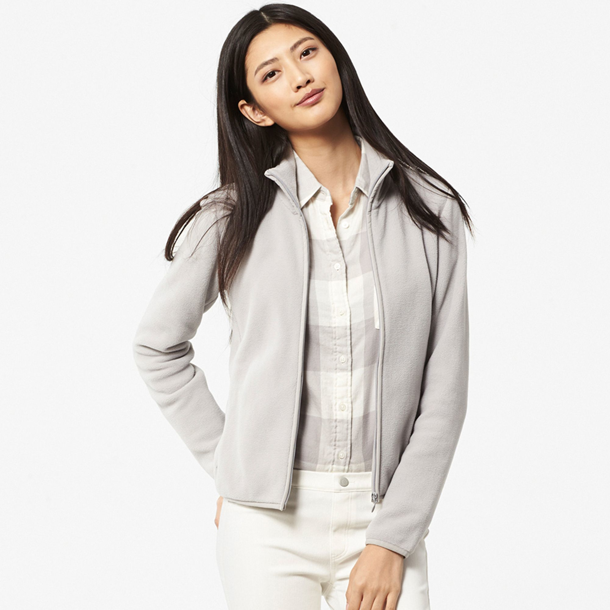 Uniqlo Women Fleece Longsleeve Fullzip Jacket in Gray (LIGHT GRAY) Lyst