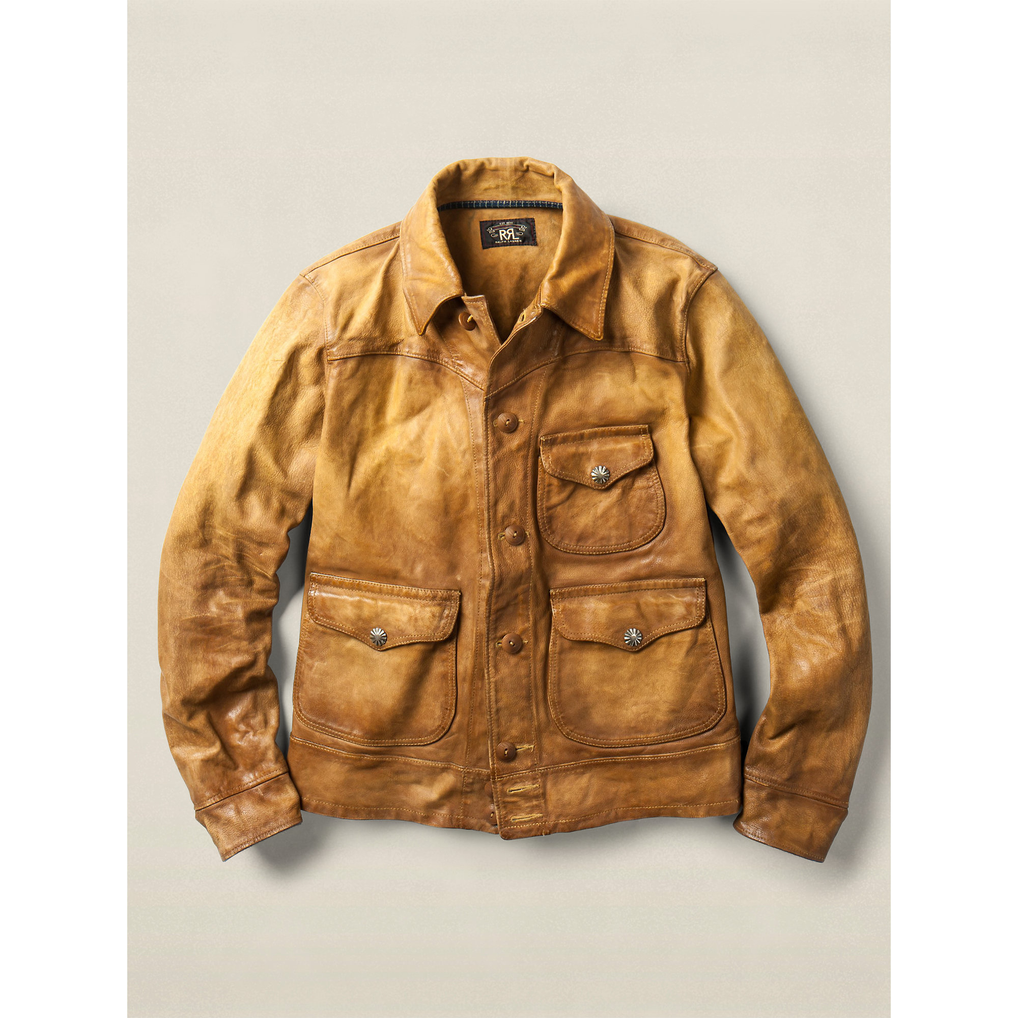 RRL Leather Griggs Jacket in Brown for Men | Lyst