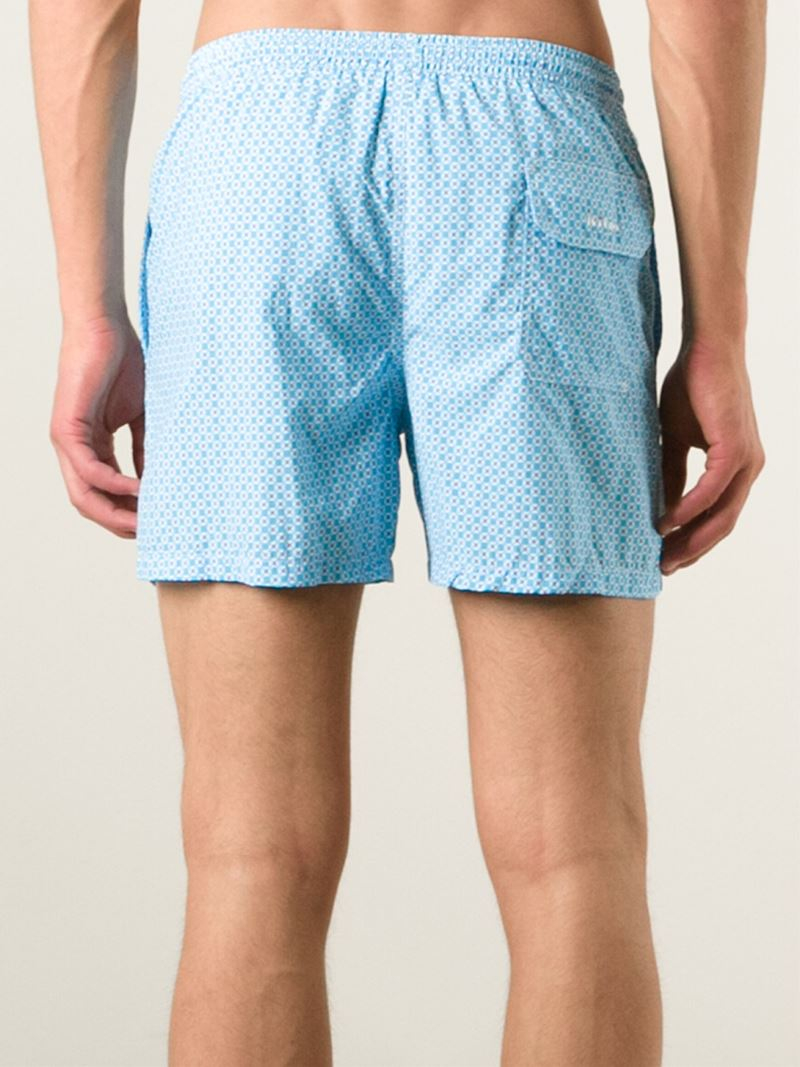 Kiton Geometric Pattern Swim Shorts in Blue for Men - Lyst