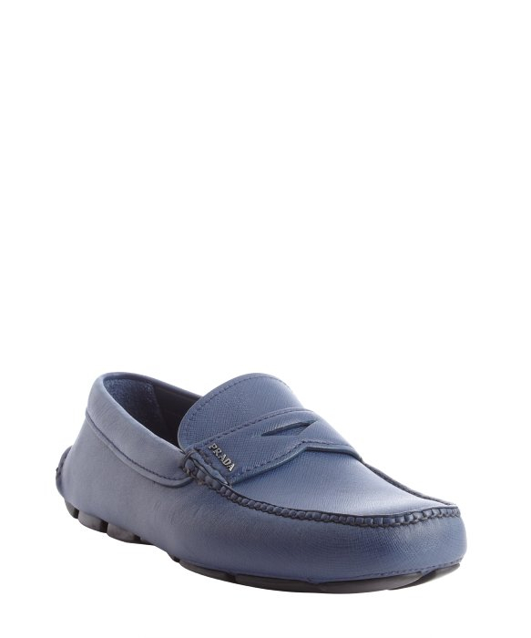 prada blue loafers prada navy leather logo imprint slipon loafers in blue for prada blue loafers prada navy leather logo imprint slipon loafers in blue for