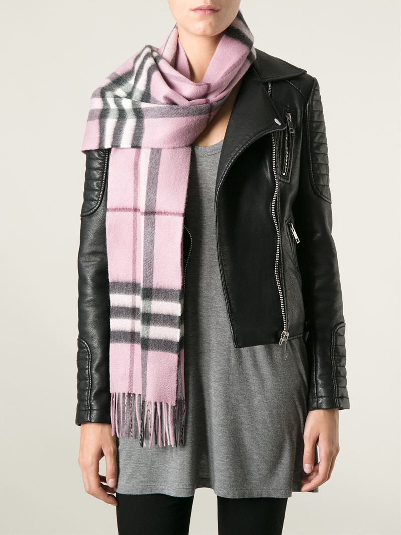 Burberry 'house Check' Scarf in Pink & Purple (Black) - Lyst