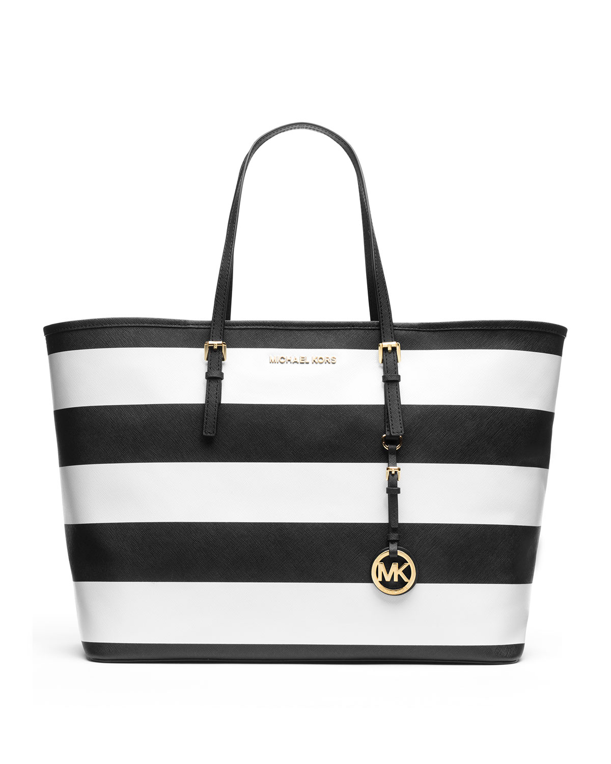 michael kors black and white striped purse