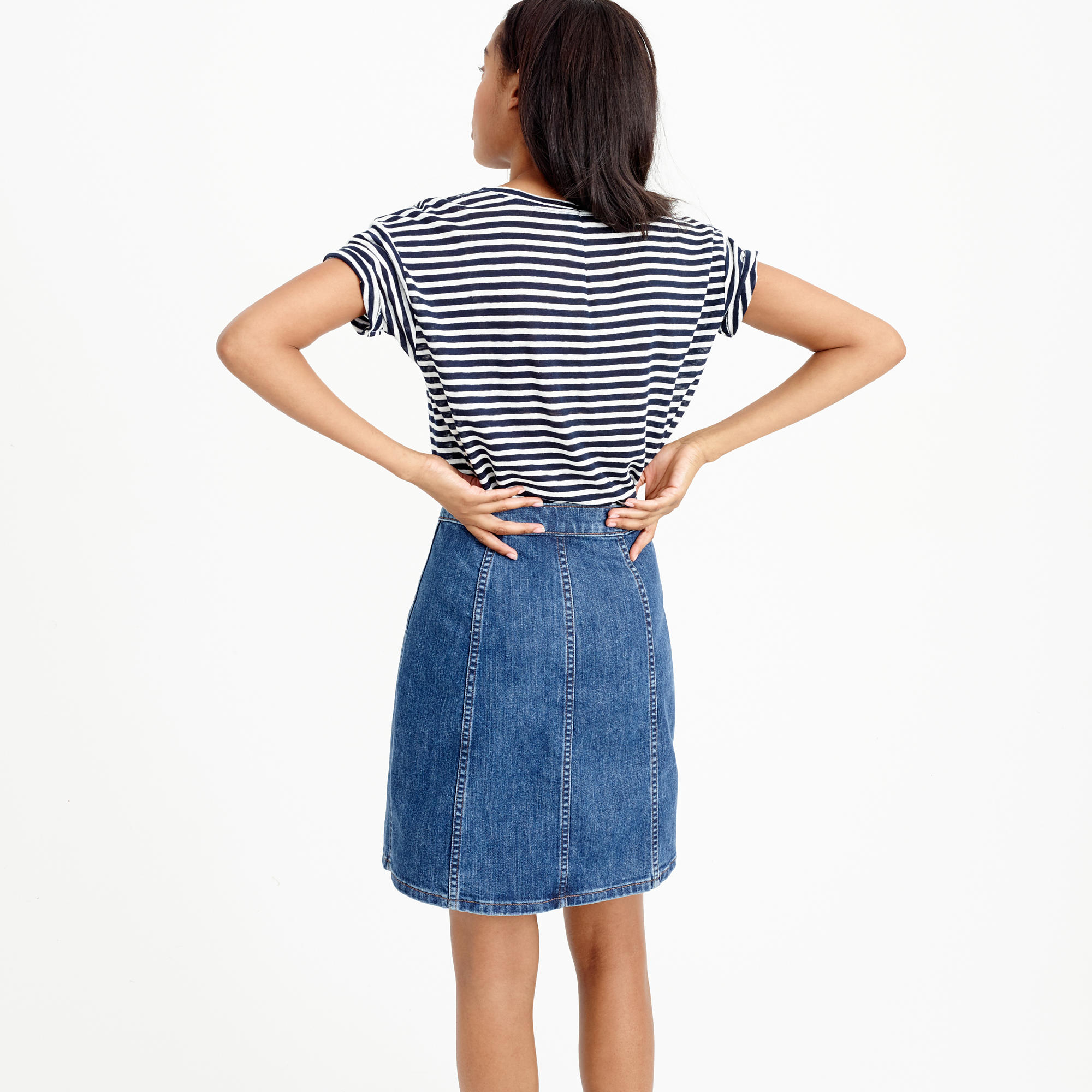 J.Crew Buttonfront Denim Mini Skirt in Blue Lyst