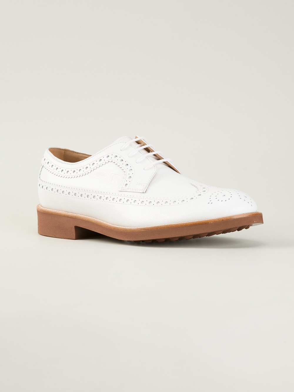Tod's Brogue Derby Shoes in White for Men | Lyst