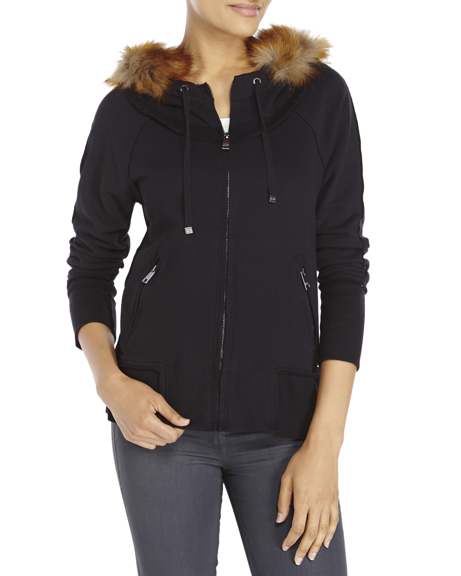 faux fur trim hoodie