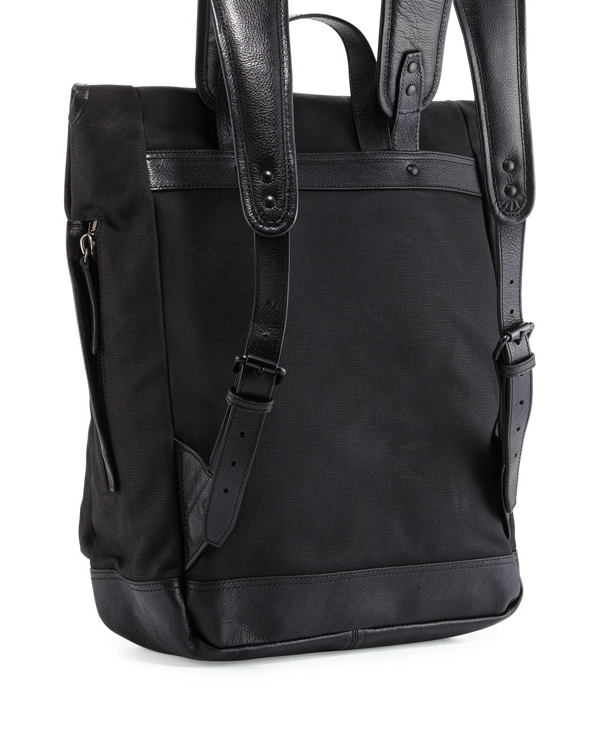 Cole Haan Leather-trim Canvas Messenger Backpack in Black ...