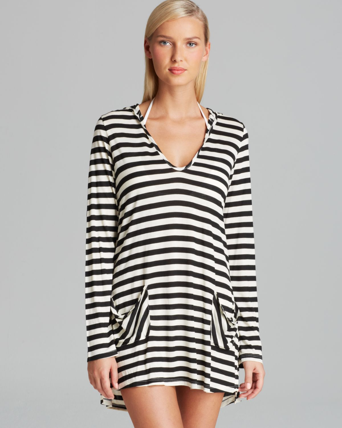 striped swim cover up
