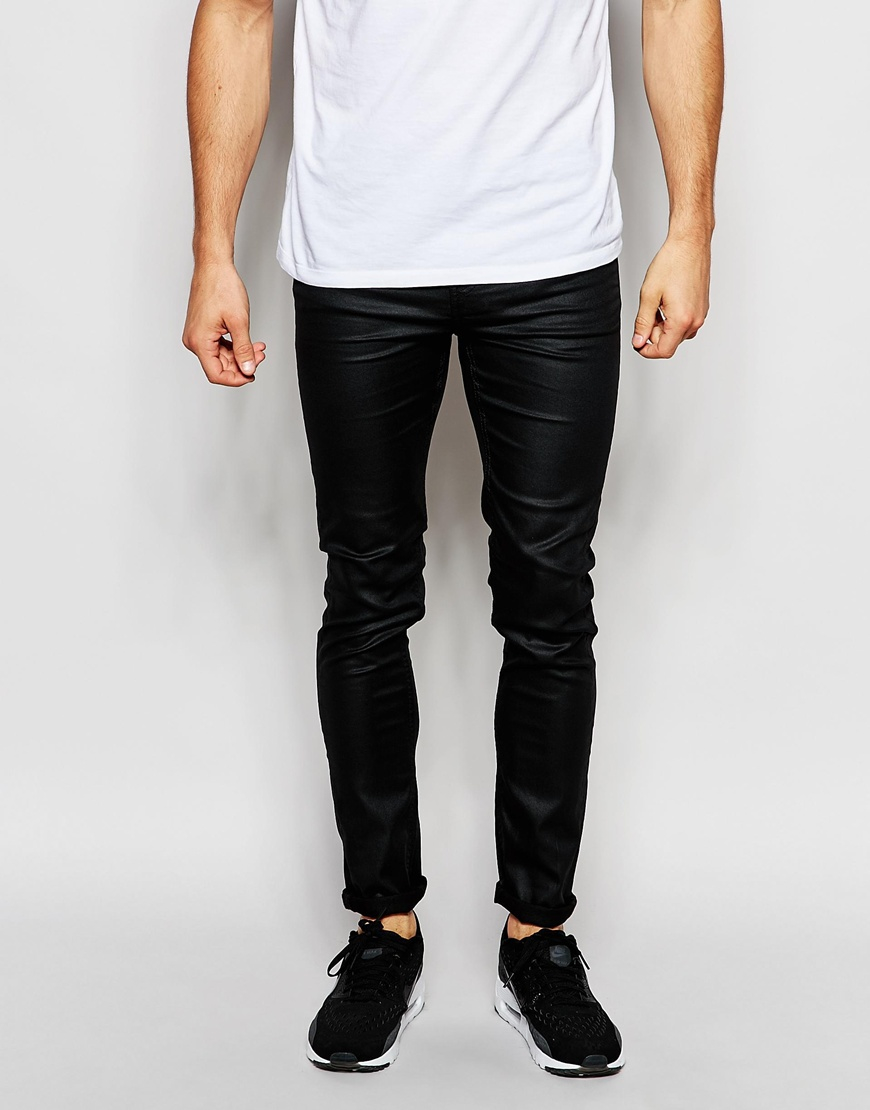 Lyst - Cheap Monday Jeans Tight Skinny Fit Superstretch Coated Black in ...