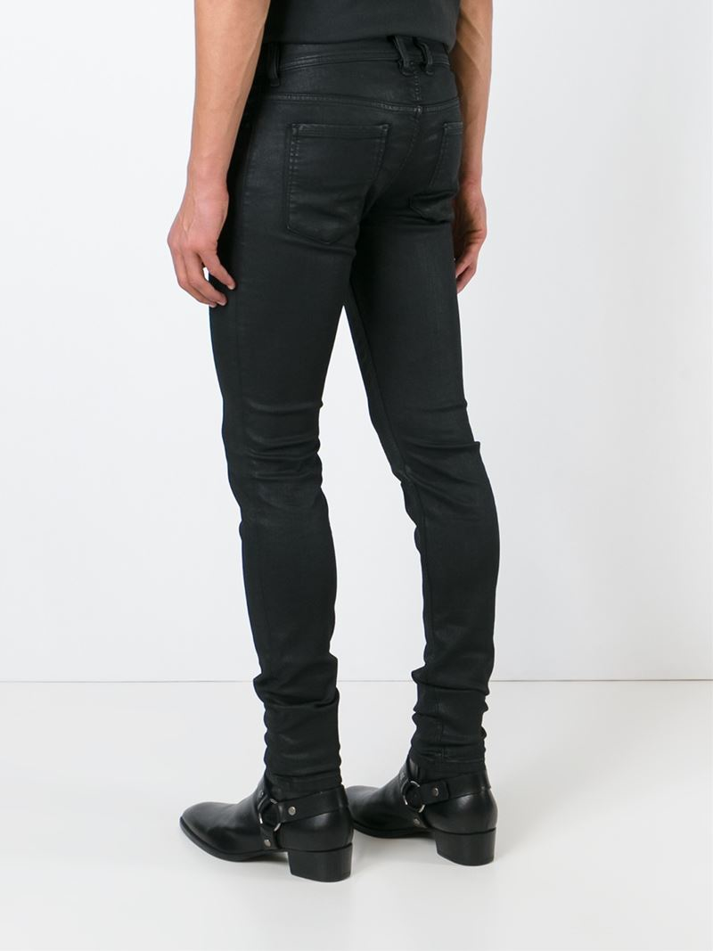 black coated denim jeans