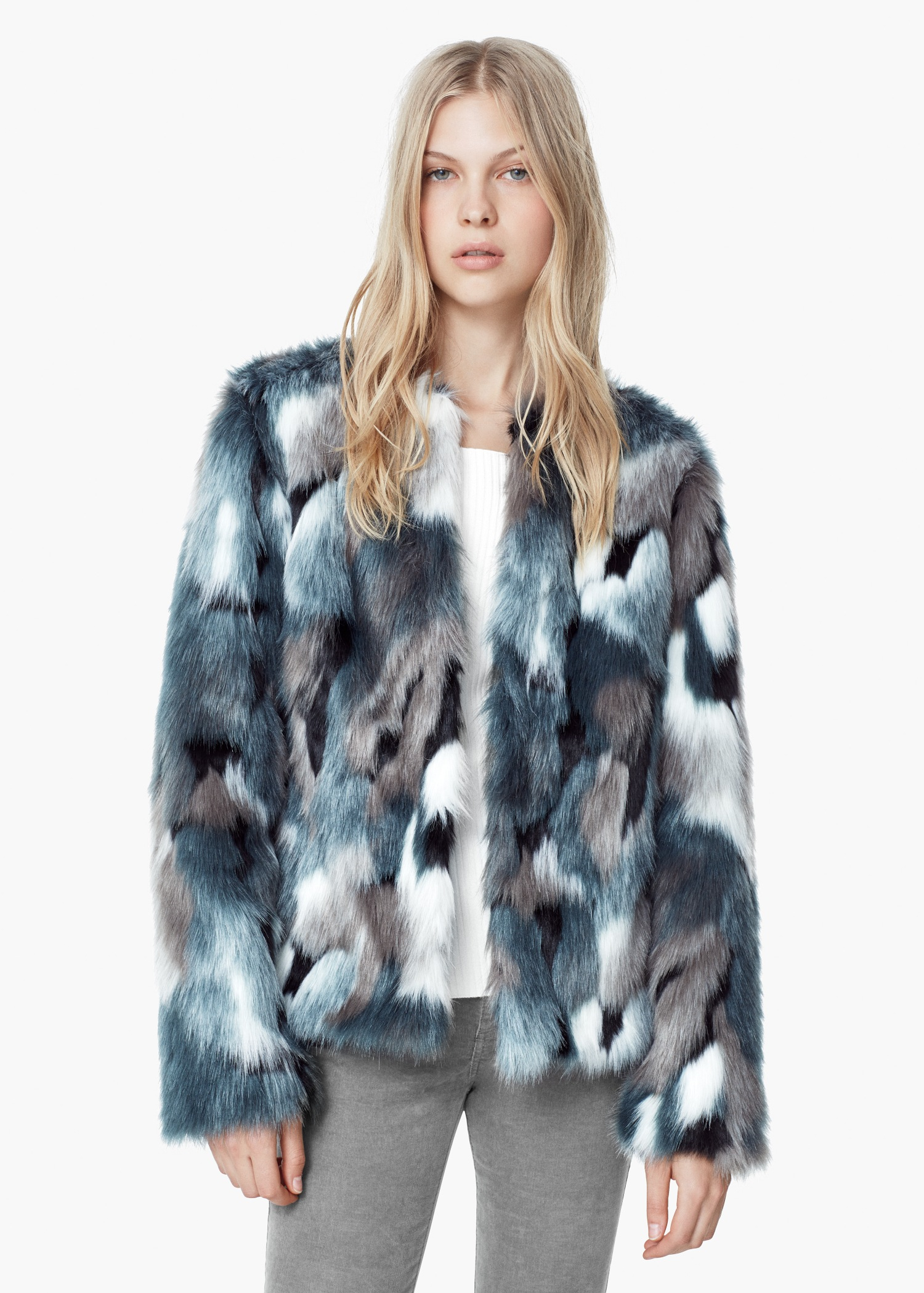 mango blue fur coat