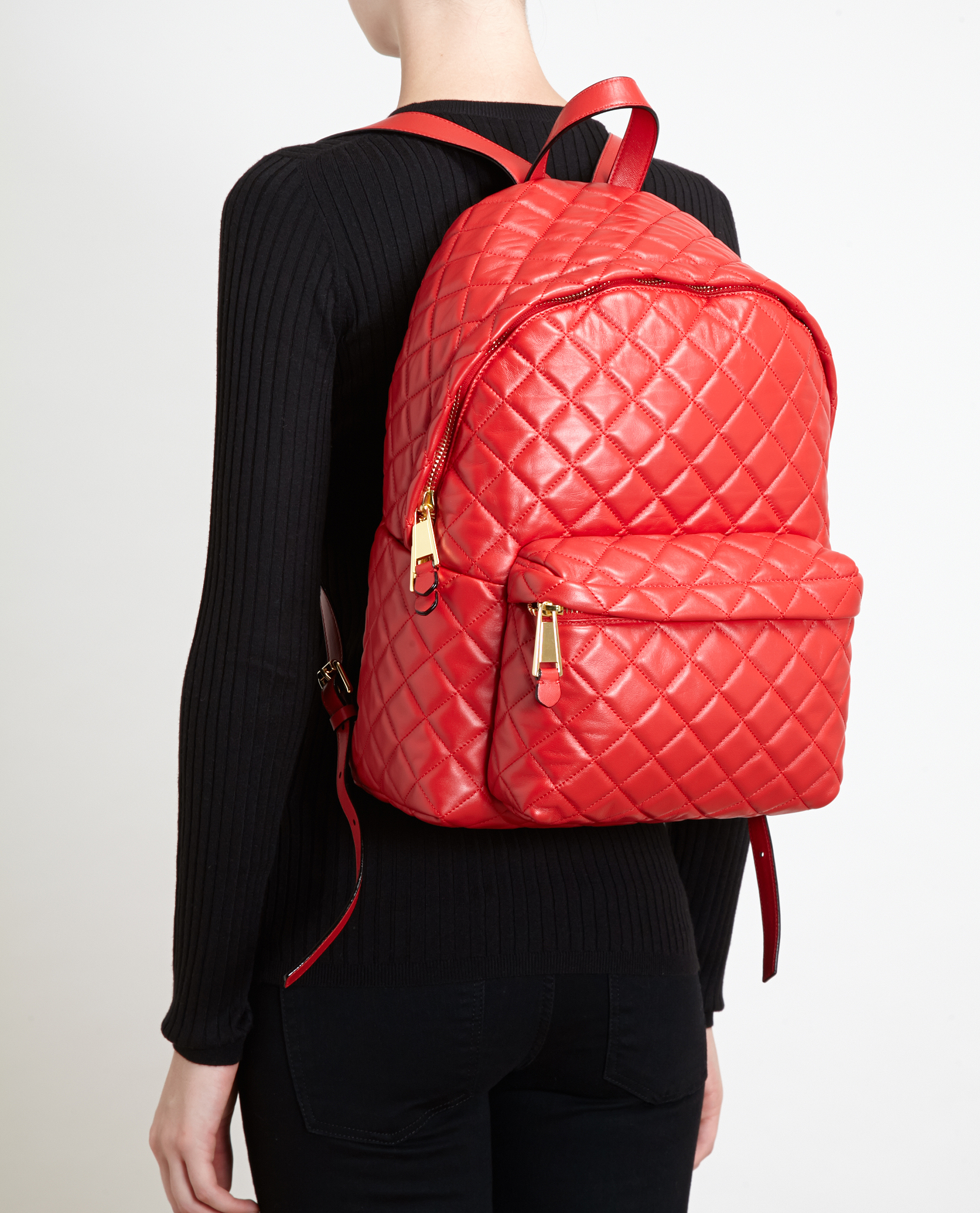 leather quilted backpack