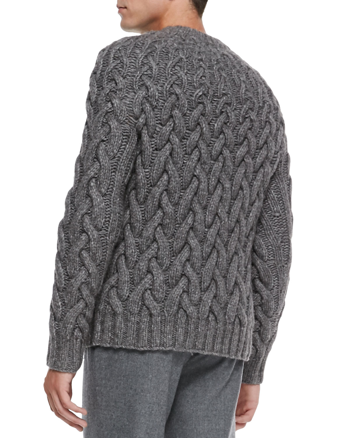 mens chunky cable knit cardigan