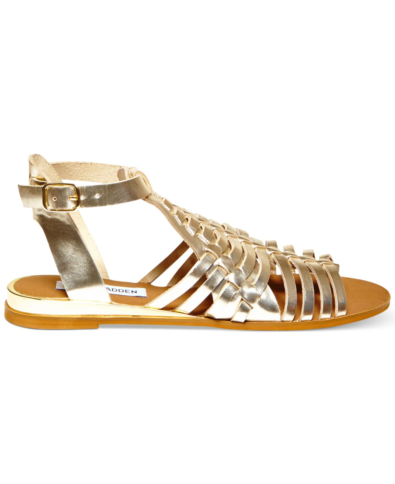 Lyst Steve Madden Women S Comely Flat Gladiator Sandals In Metallic