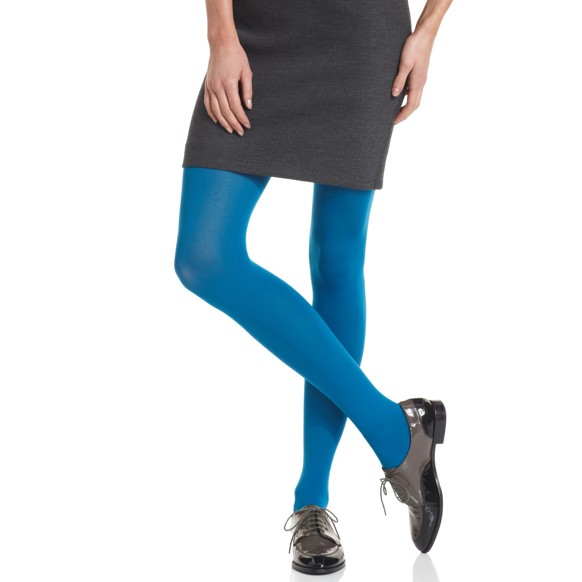 Hue Super Control Top Opaque Tights in Green (gray heather) Lyst