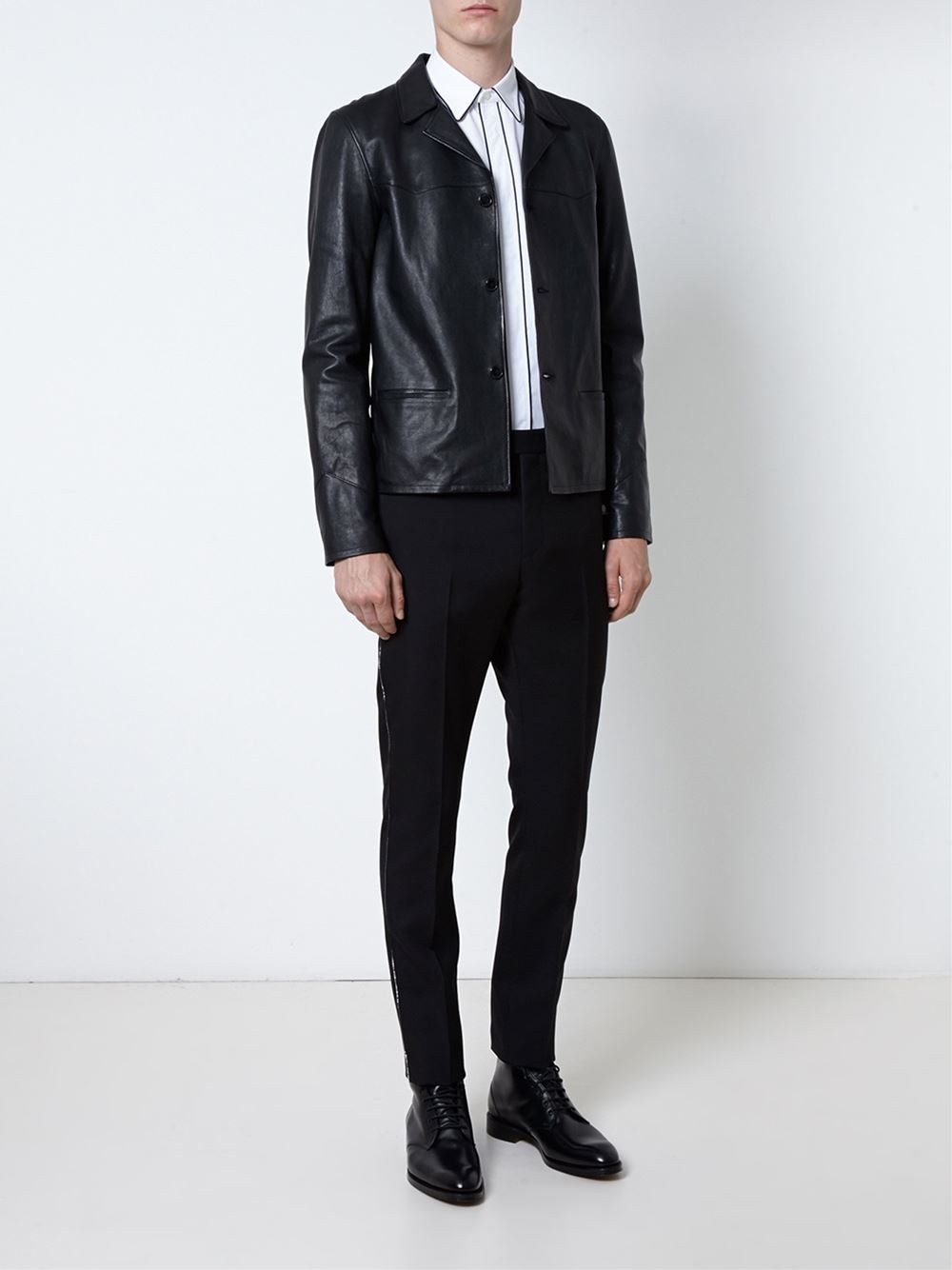 Lyst - Saint Laurent Dress Shirt With Piping in Black for Men