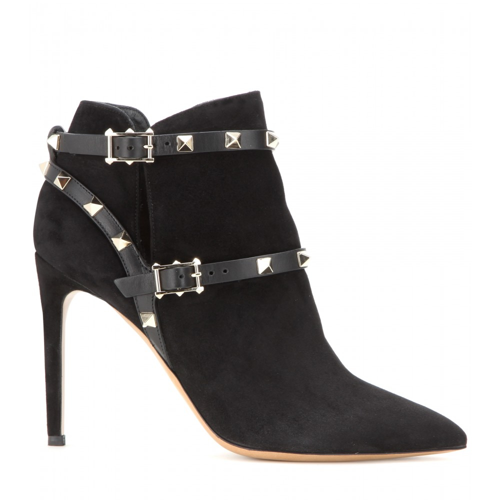 Valentino Rockstud Suede Ankle Boots in 
