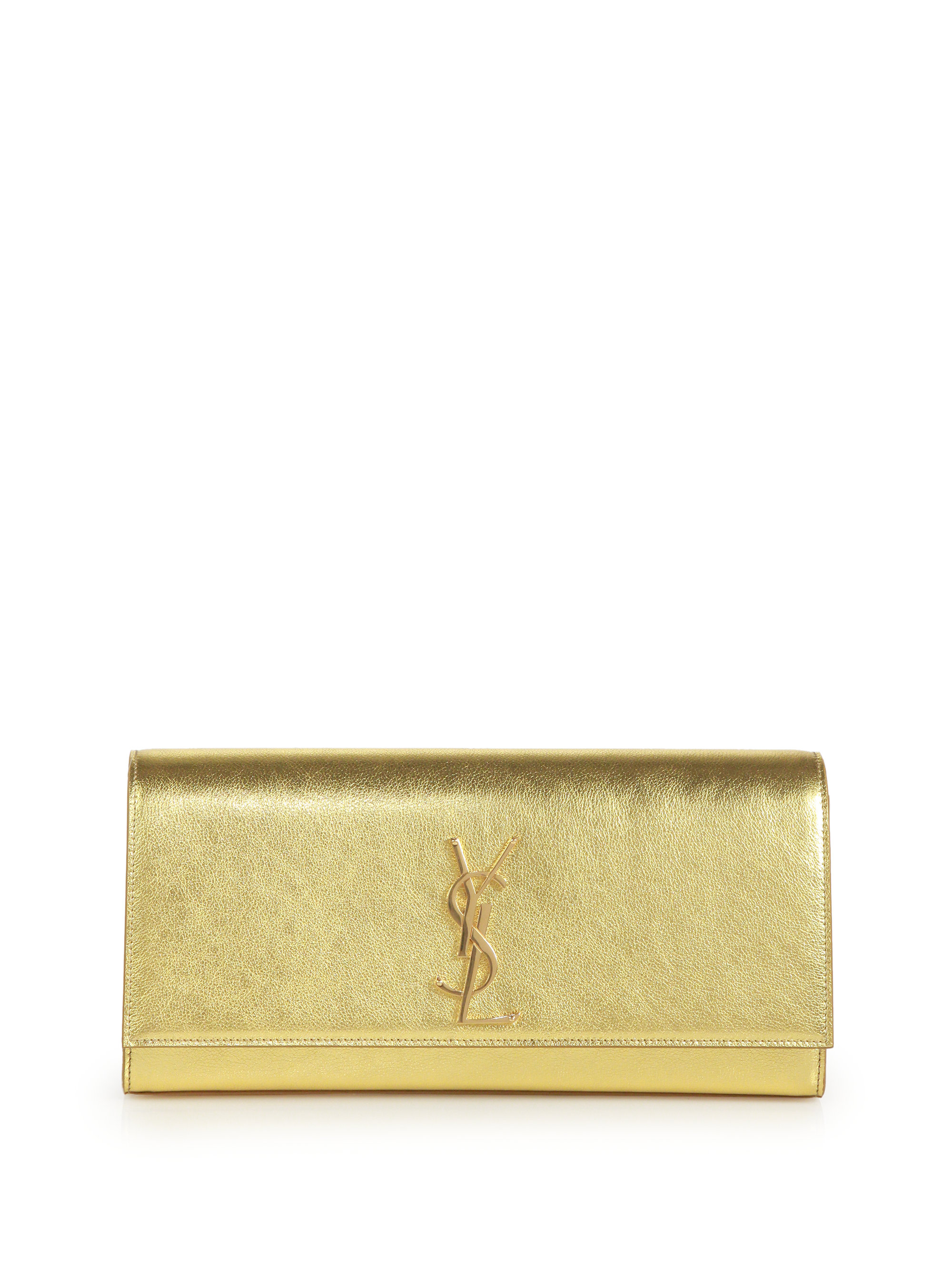 Saint laurent Monogram Cassandre Metallic Leather Clutch in Gold ... Saint laurent Monogram Cassandre Metallic Leather Clutch in Gold ...