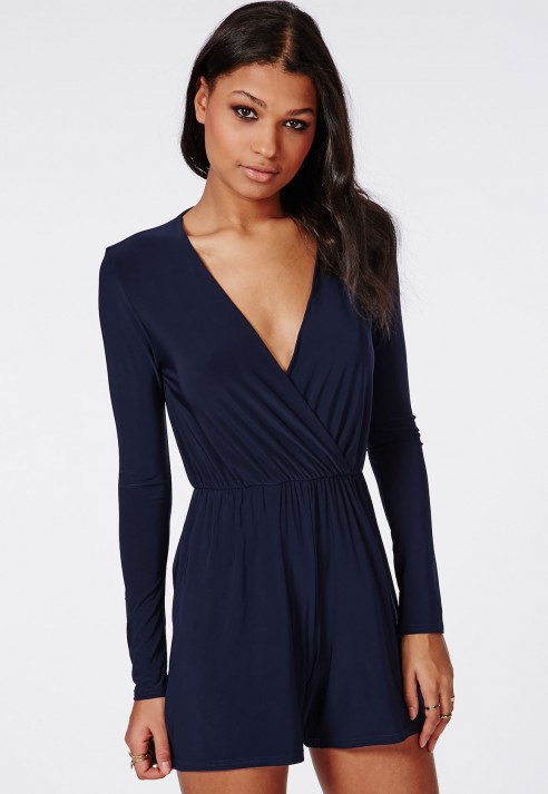 navy long sleeve playsuit