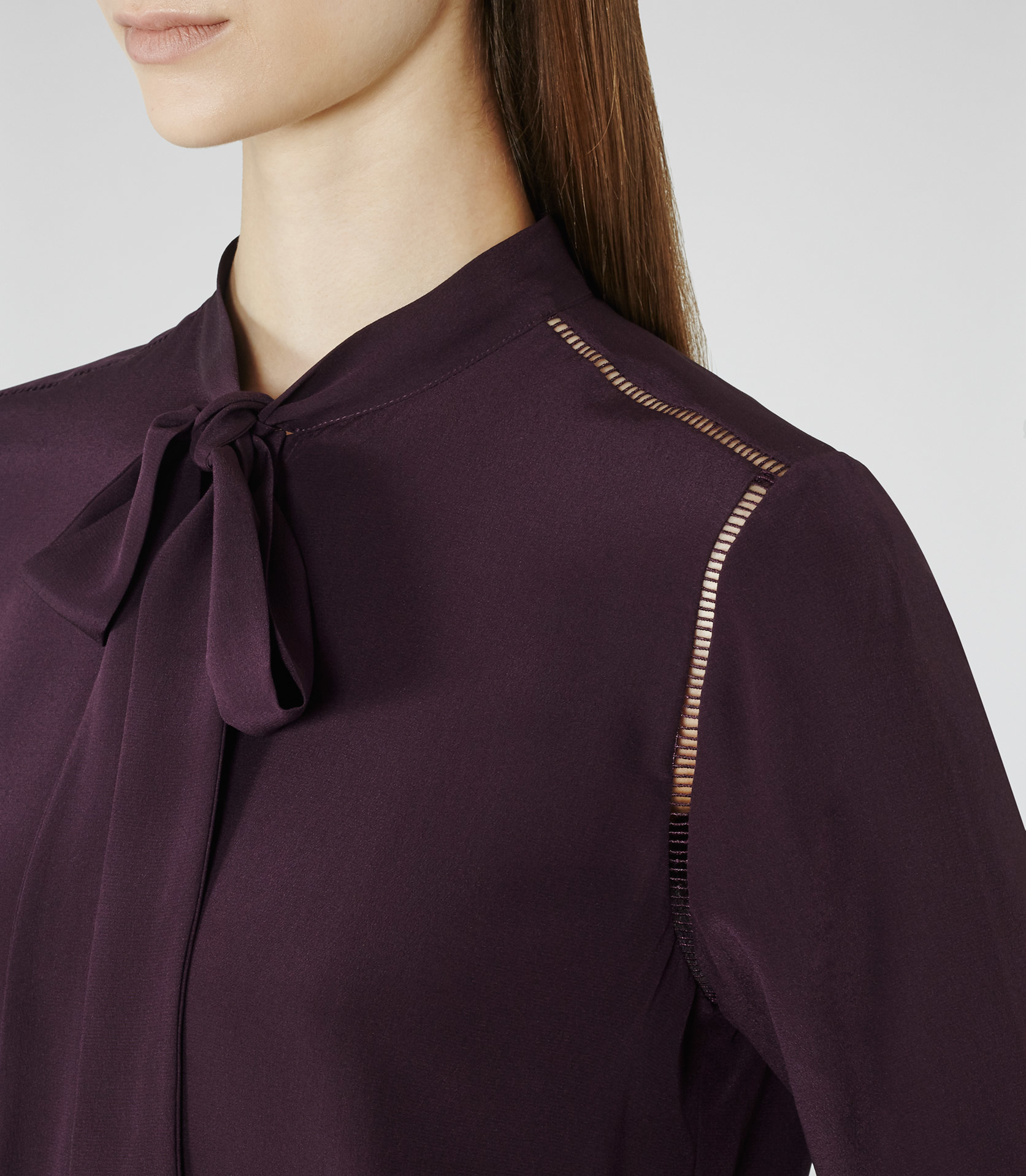 Reiss Carmel Stitch-detail Silk Blouse in Purple (BERRY) | Lyst