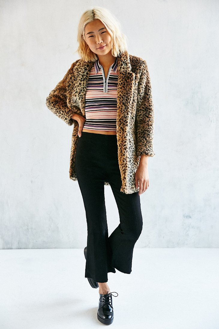 black cropped kick flare jeans