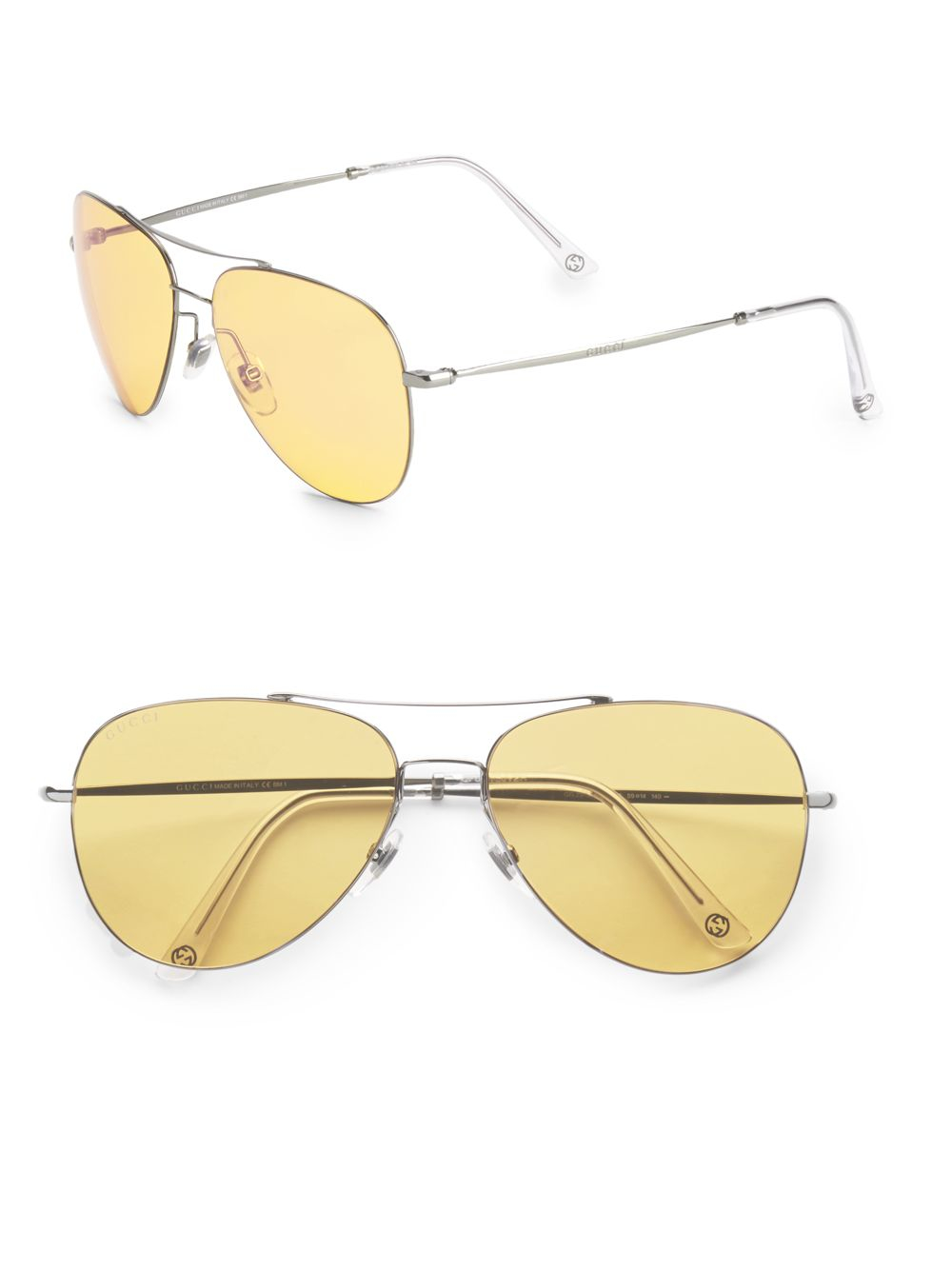 igennem Hvilken en labyrint Gucci 59mm Aviator Sunglasses in Yellow | Lyst