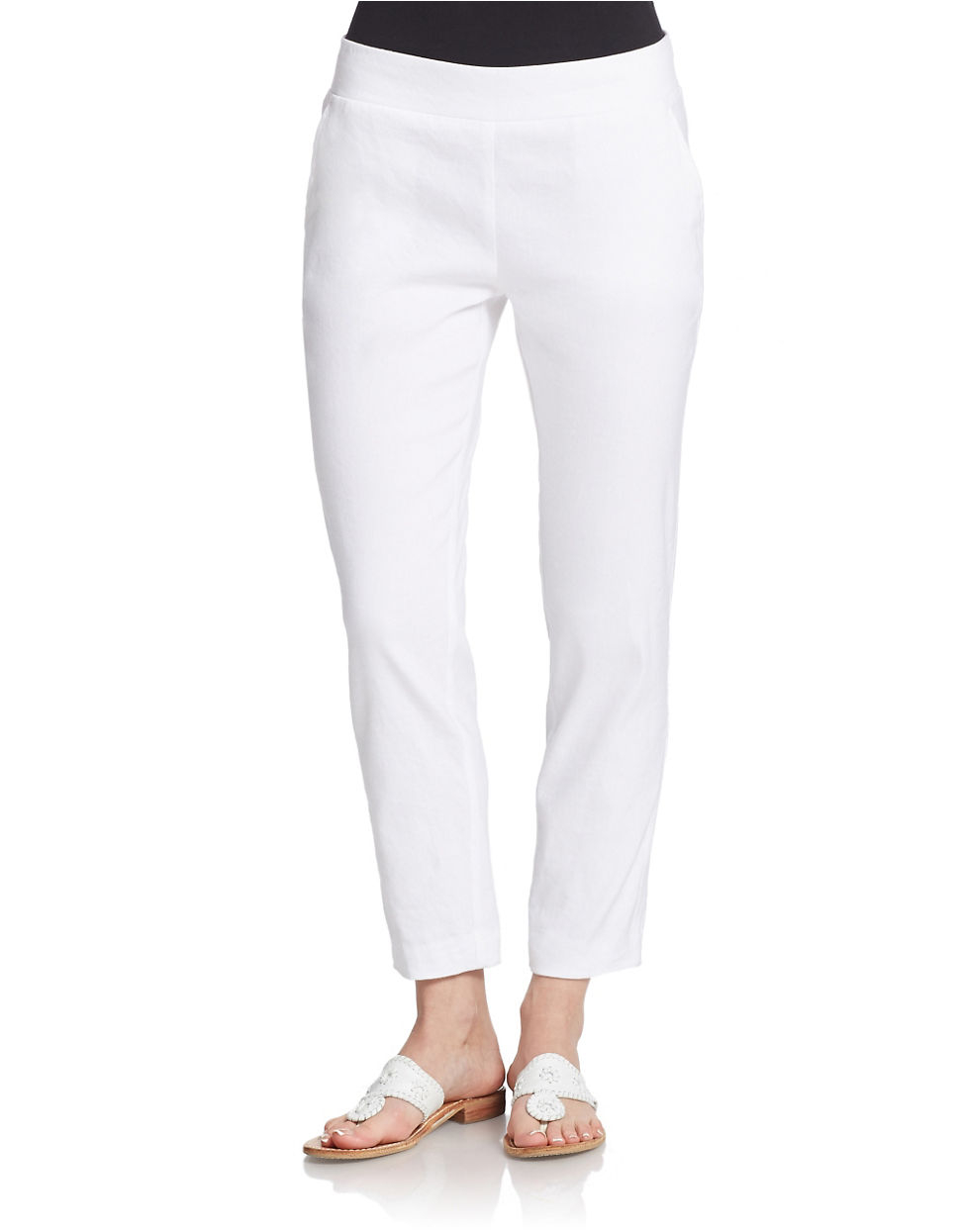 Lyst - Dkny Cropped Pull On Pants in White