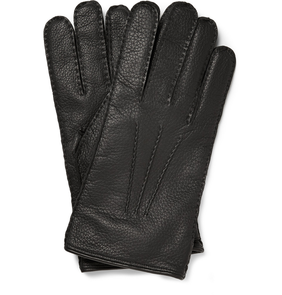 Mulberry CashmereLined FullGrain Leather Gloves in Black for Men Lyst
