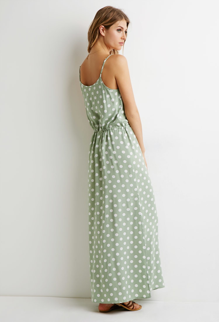 sage green polka dot dress