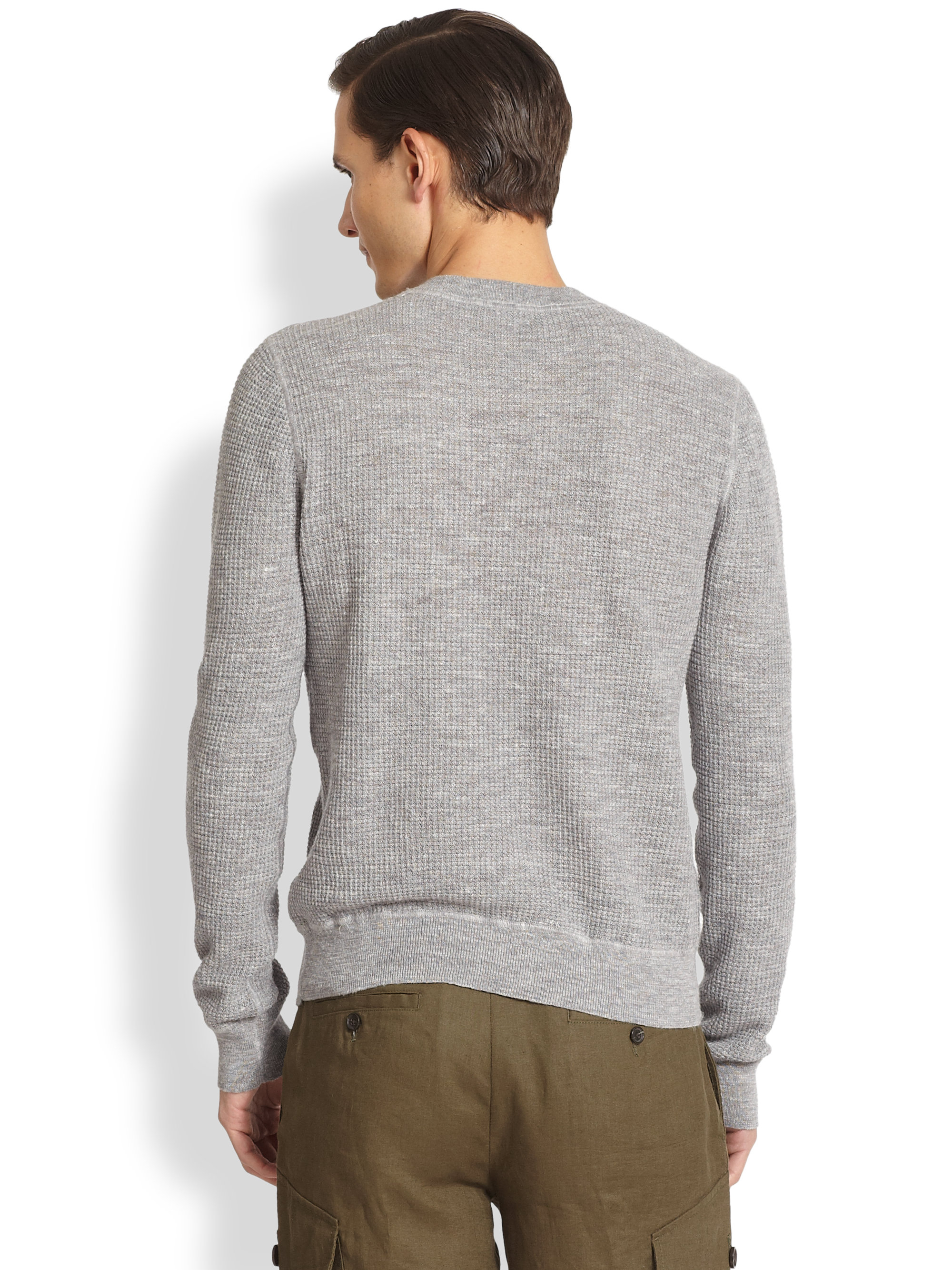 Michael Kors Thermal Crewneck Sweater in Grey (Gray) for Men Lyst