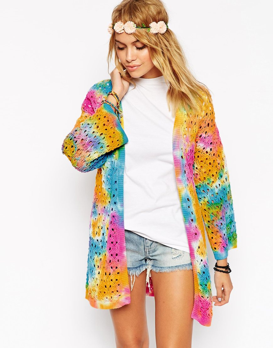 multicolor crochet cardigan